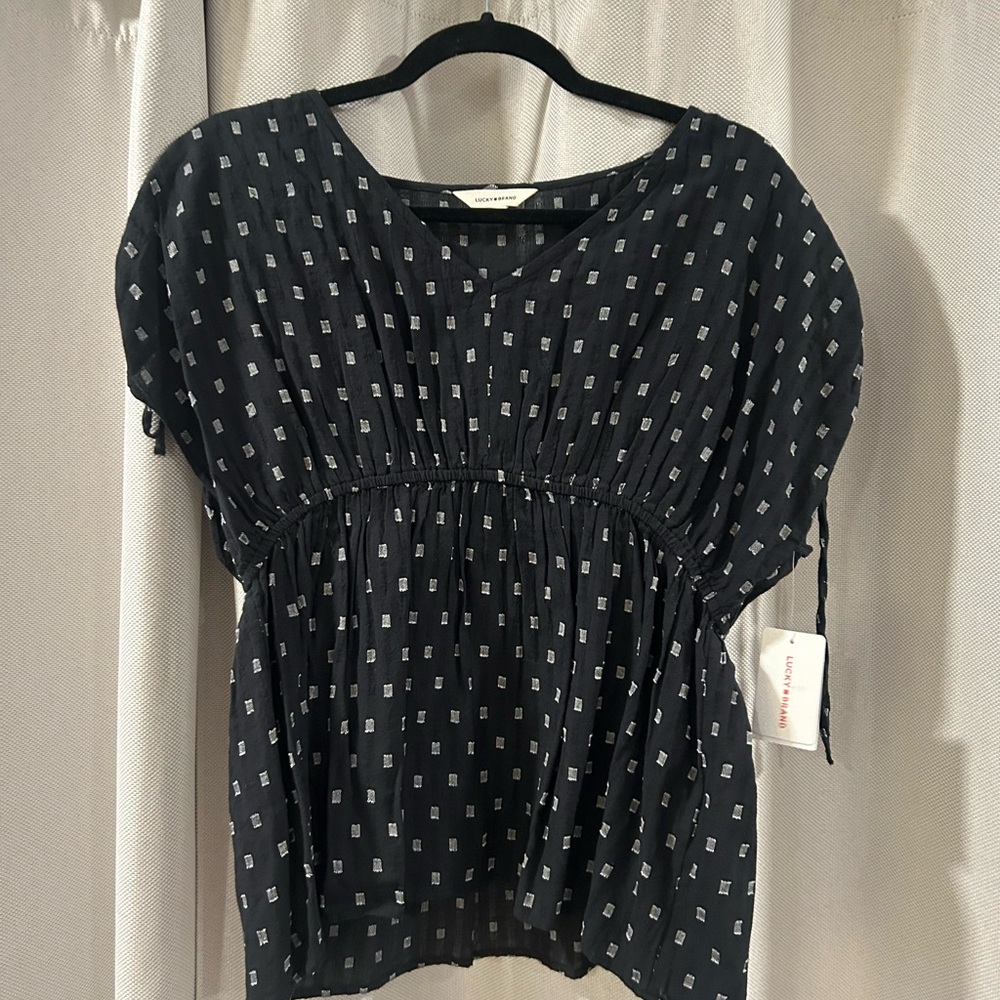 Lucky Brand Black and White Patterned Blouse